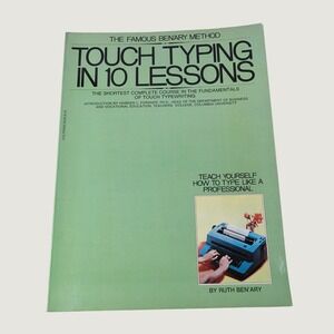Touch Typing In 10 Lessons Ruth Ben'Ary Vintage 1982 Typewriter Instruction Book